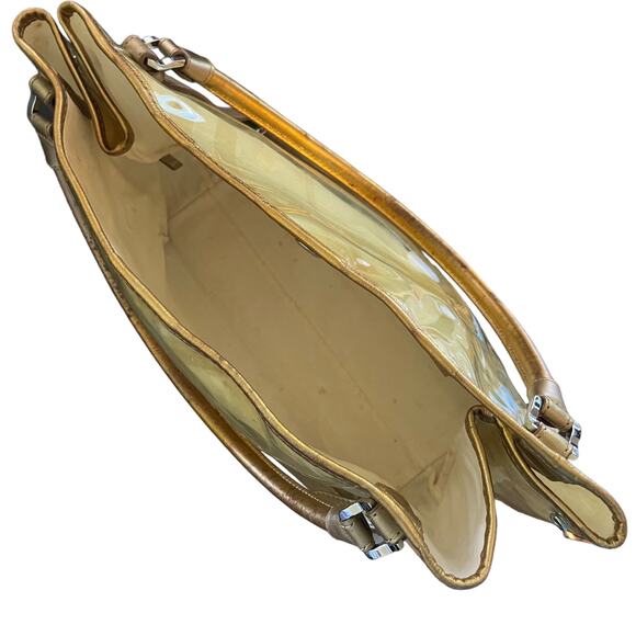 Burberry Lawrence Gold Yellow Supernova Plaid Vinyl Tote - Picture 7 of 16